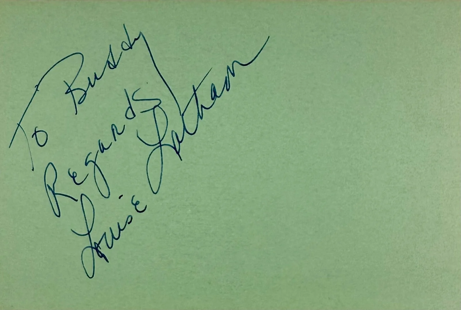 Louise Latham — LOUISE LATHAM Signed Autographed 4"x 6" INDEX CARD Mass Appeal Hitchcock MARNIE, изображение 4