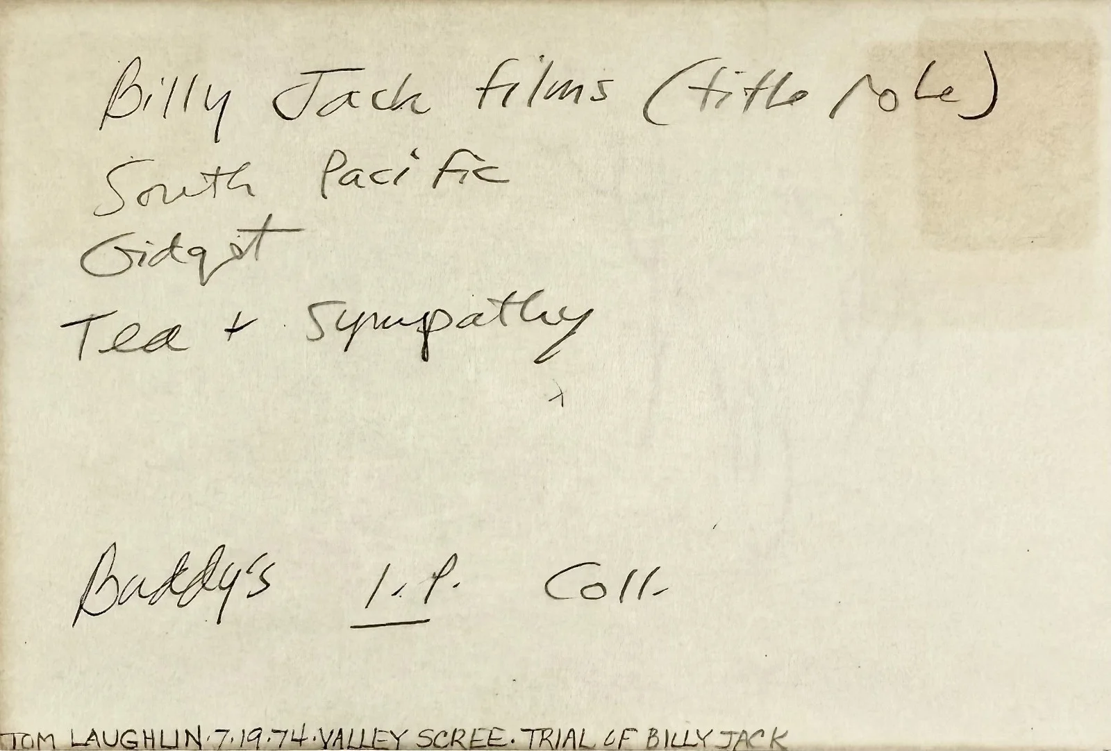 Tom Laughlin — TOM LAUGHLIN Signed Autographed 4x6 INDEX CARD The Master Gunfighter BILLY JACK, image 3