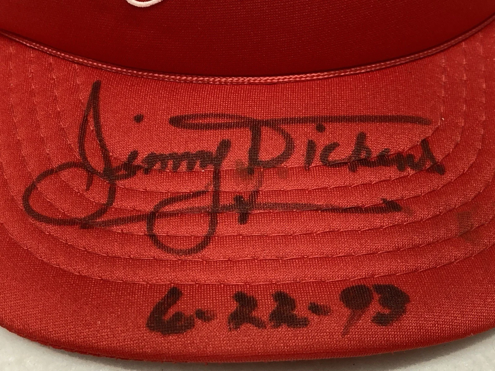 Little Jimmy Dickens Autographed Signed Red Trucker SnapBack Hat Cap 1993, изображение 4