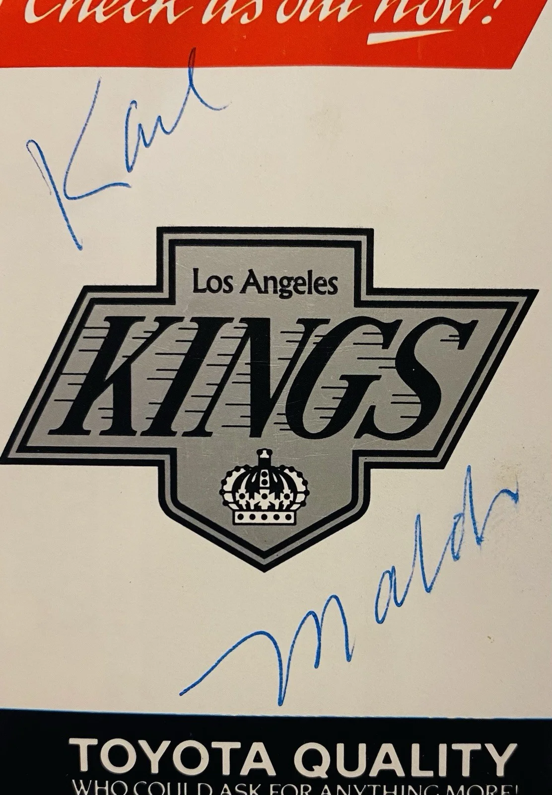 Karl Malden — 1988 LOS ANGELES KINGS SCHEDULE SIGNED AUTOGRAPH KARL MALDEN AUTO, изображение 2
