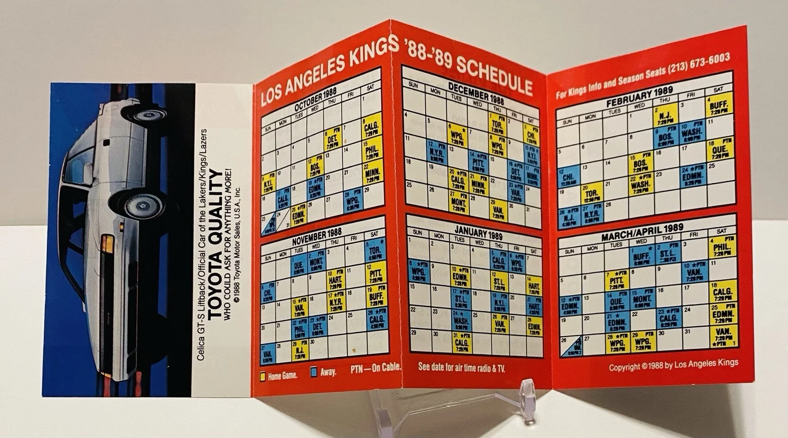 Karl Malden — 1988 LOS ANGELES KINGS SCHEDULE SIGNED AUTOGRAPH KARL MALDEN AUTO, изображение 3