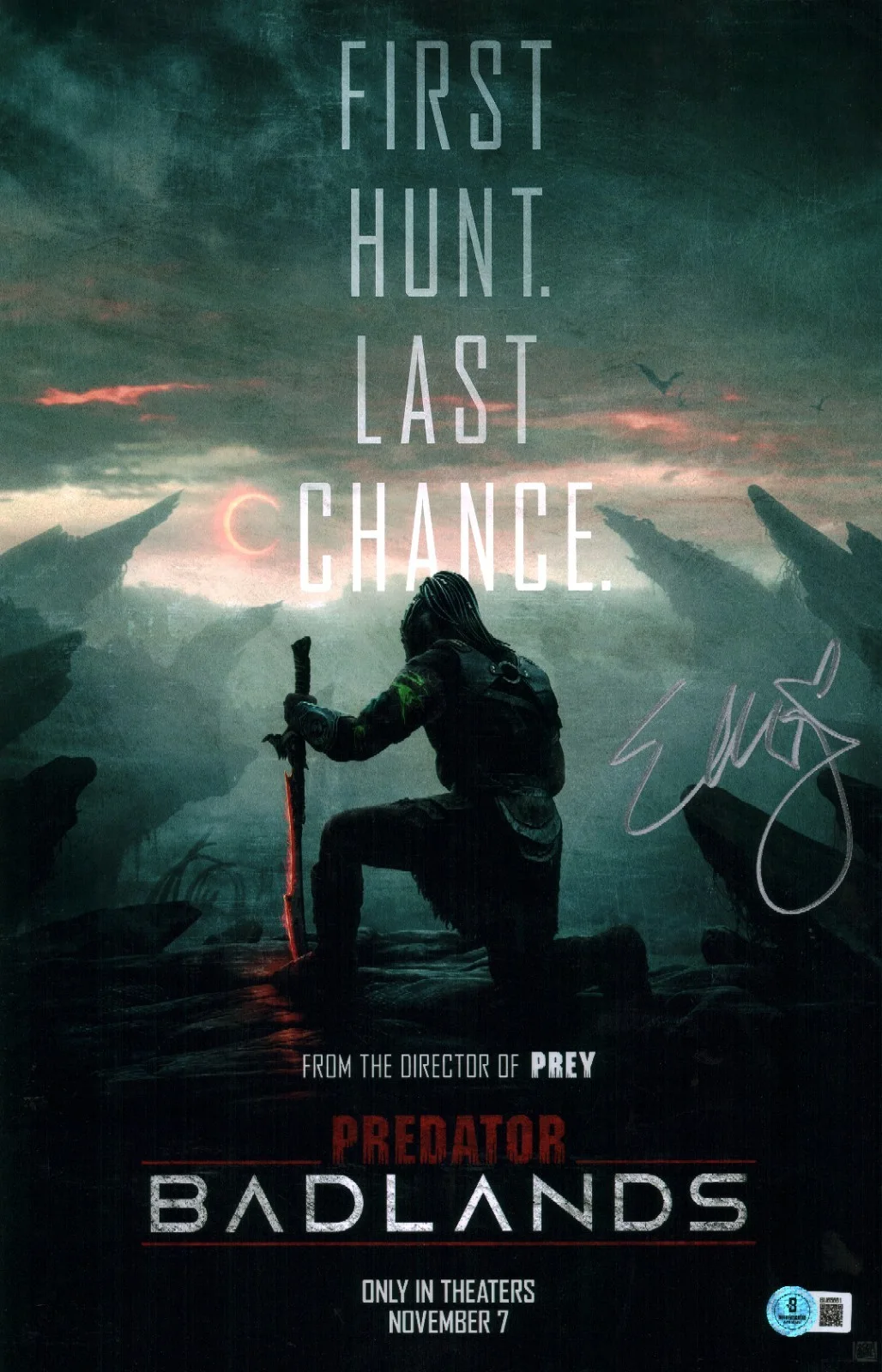 elle fanning — Elle Fanning Signed Autographed Predator Badlands Thia 11x17 Poster BAS COA