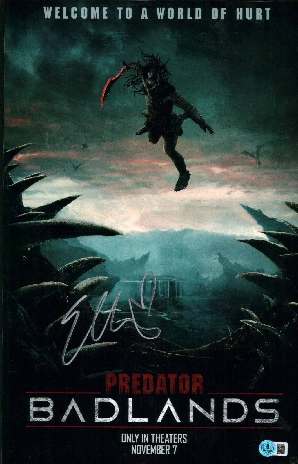 elle fanning — Elle Fanning Signed Autographed Predator Badlands Thia 11x17 Poster BAS COA