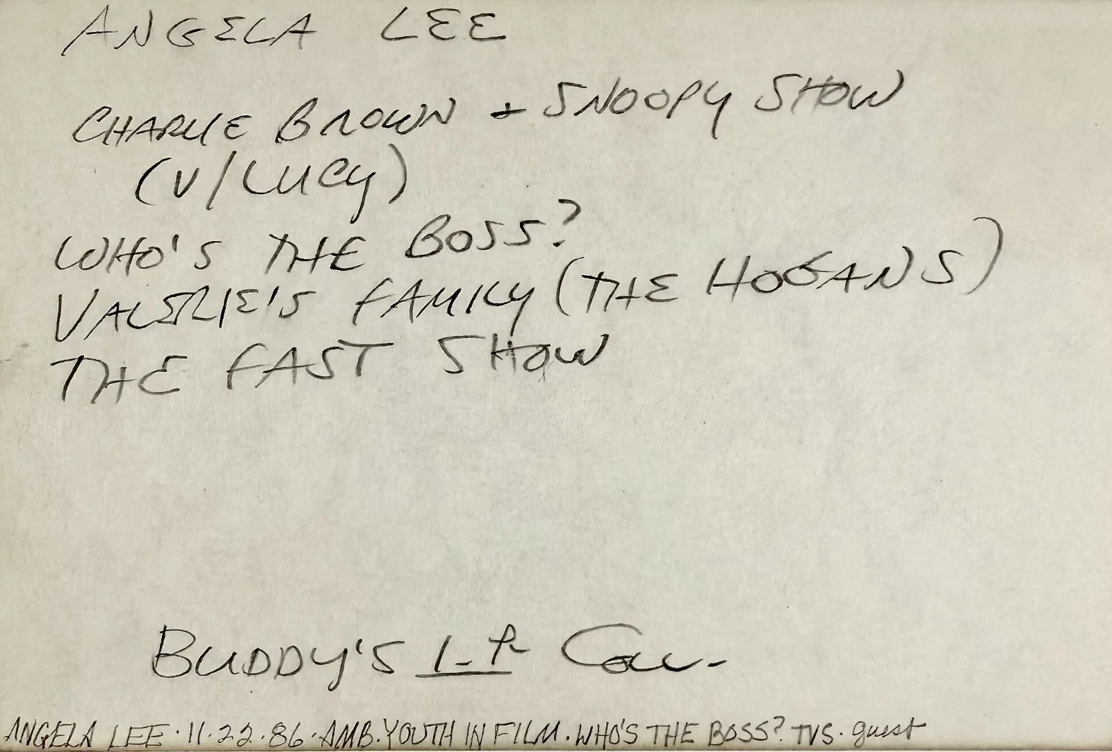 Angela Lee — ANGELA LEE Signed Autographed INDEX CARD Charlie Brown & Snoopy Show LUCY VOICE, изображение 3