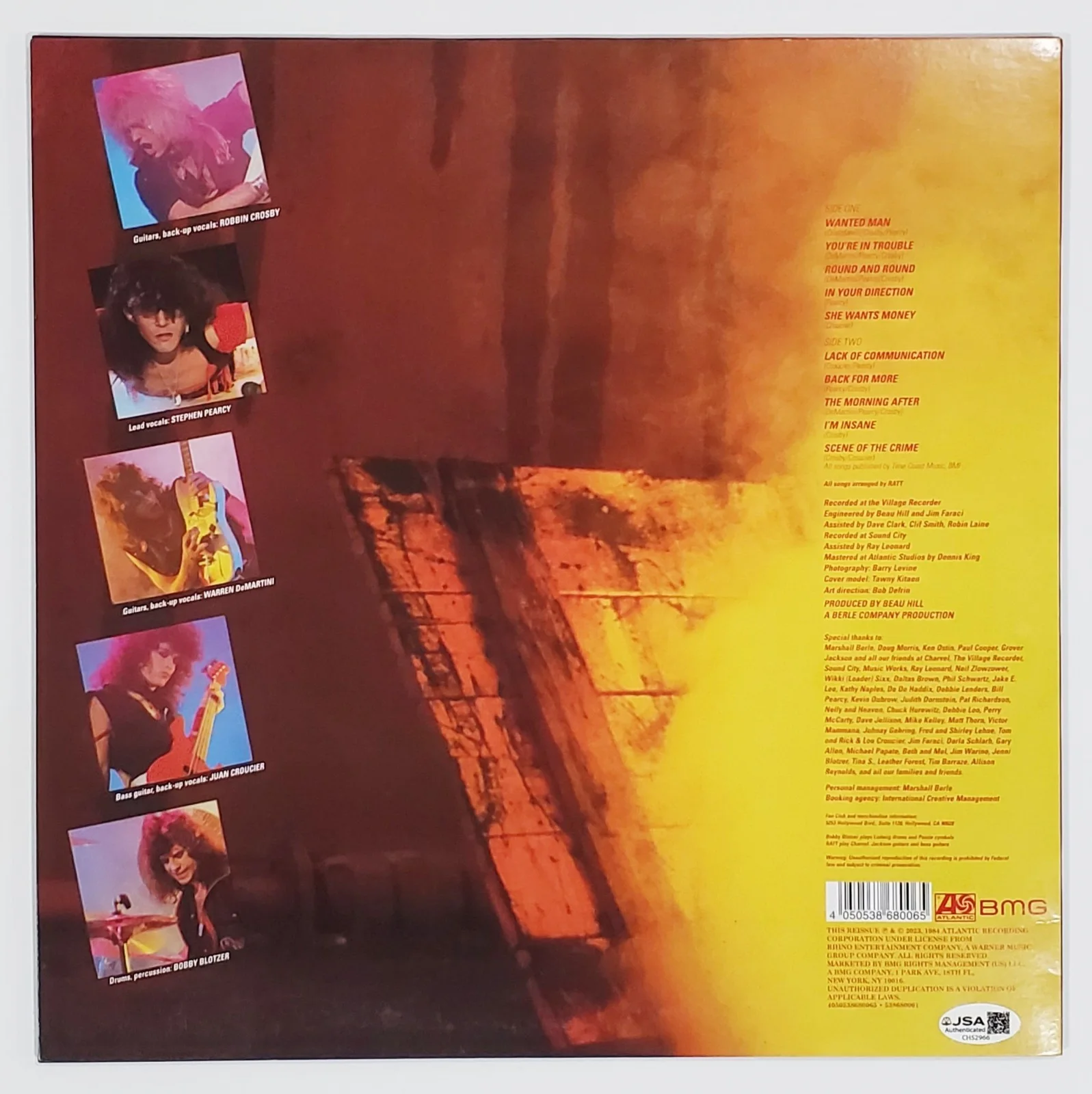 STEPHEN PEARCY RATT SIGNED OUT OF THE CELLAR VINYL LP RECORD ALBUM JSA CERT, изображение 2