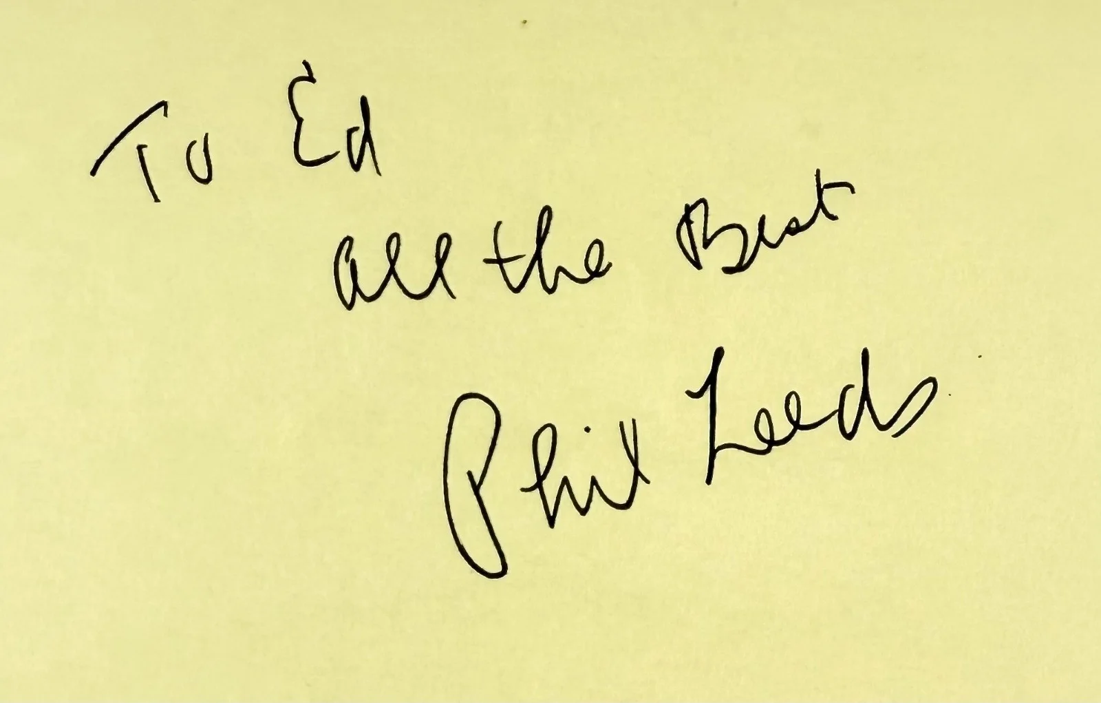 Phil Leeds — PHIL LEEDS Signed Autographed 4x6 INDEX CARD GHOST Rosemary's Baby Double Rush, image 2