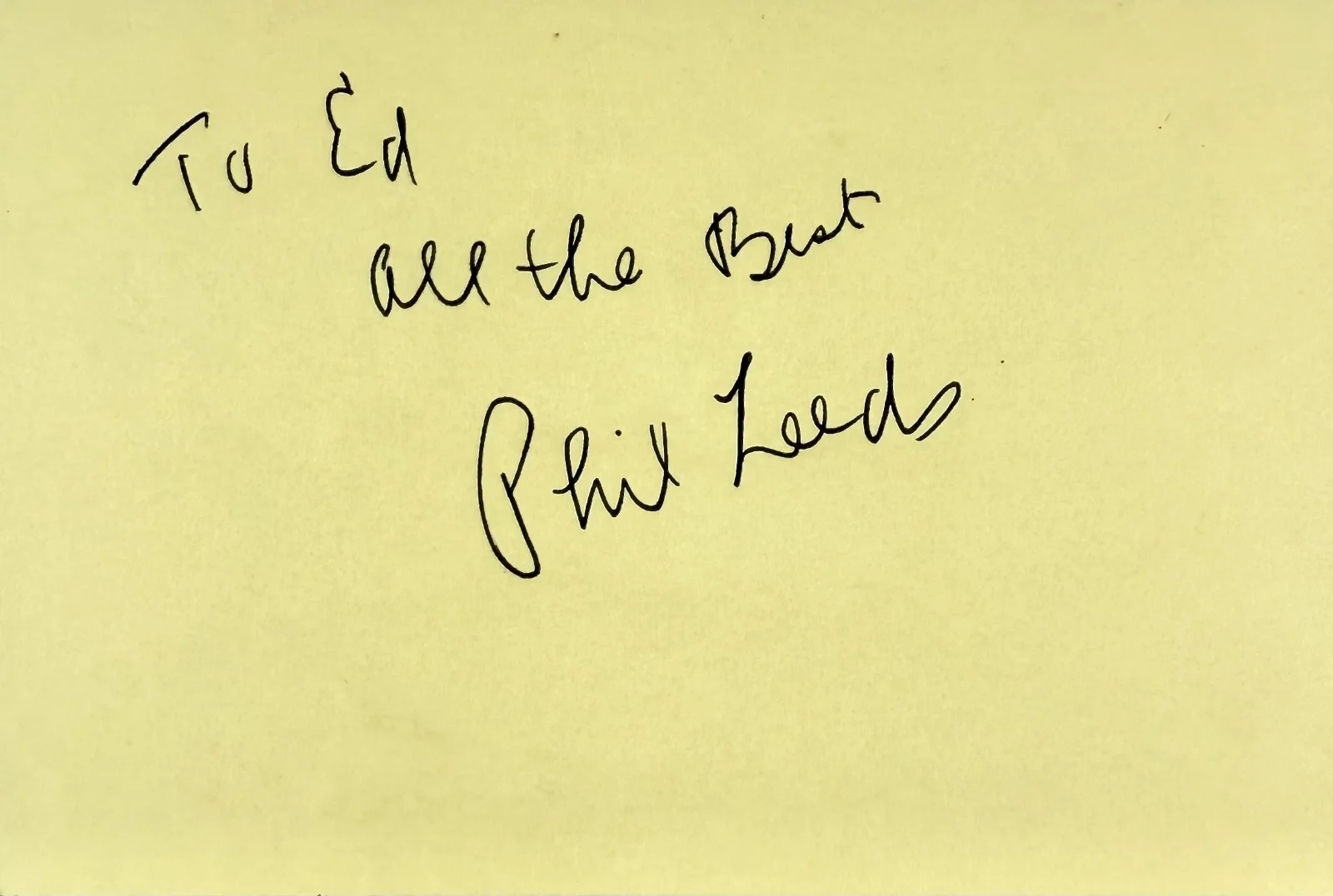 Phil Leeds — PHIL LEEDS Signed Autographed 4x6 INDEX CARD GHOST Rosemary's Baby Double Rush, image 4