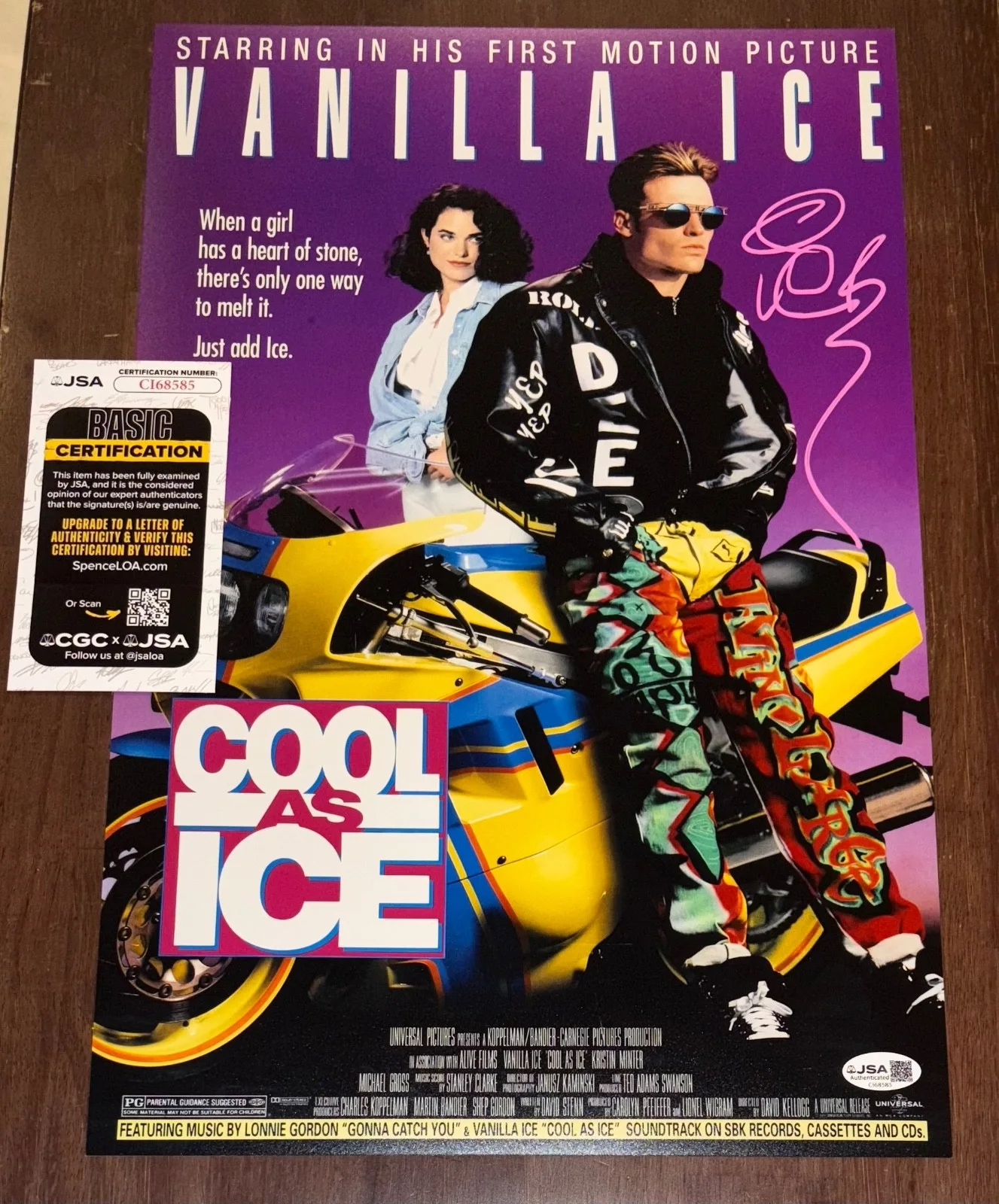 Vanilla Ice — Vanilla Ice Signed Autographed 11x17 Photo Cool As Ice Movie Poster JSA N
