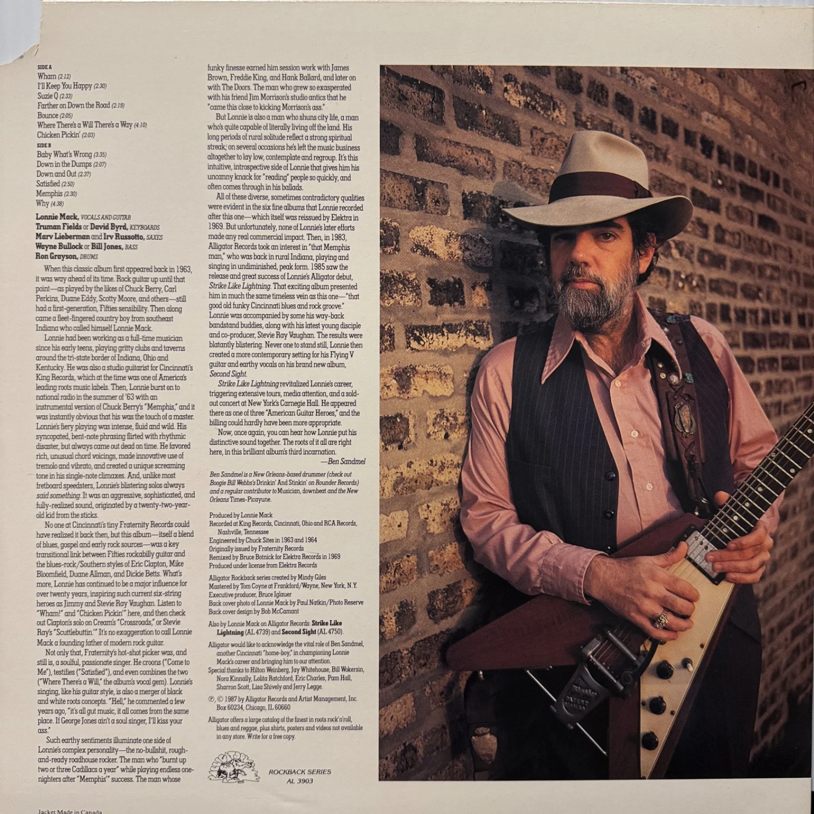 LONNIE MACK The Wham Of That Memphis Man AUTOGRAPHED ON COVER vinyl LP AL 3903, изображение 4