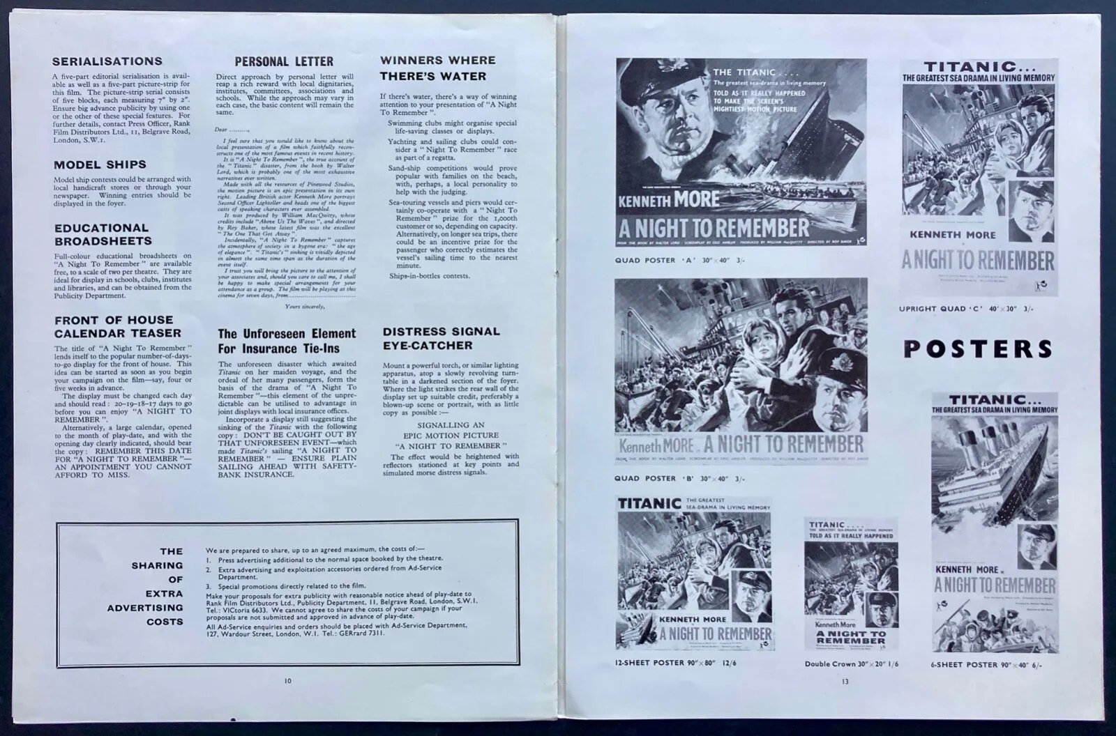 A Night to Remember ORIGINAL UK Press Campaign Book Kenneth More TITANIC 1958, image 3