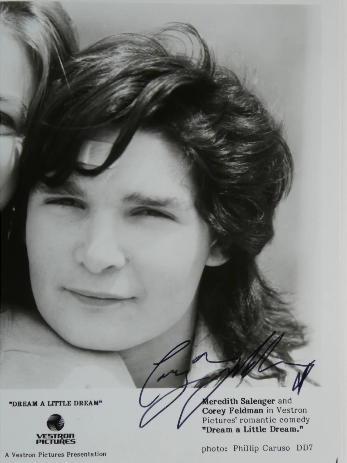 Corey Feldman — Corey Feldman Meredith Salenger Signed B&W 8x10 Promo Photo Dream A Little Dream, image 3