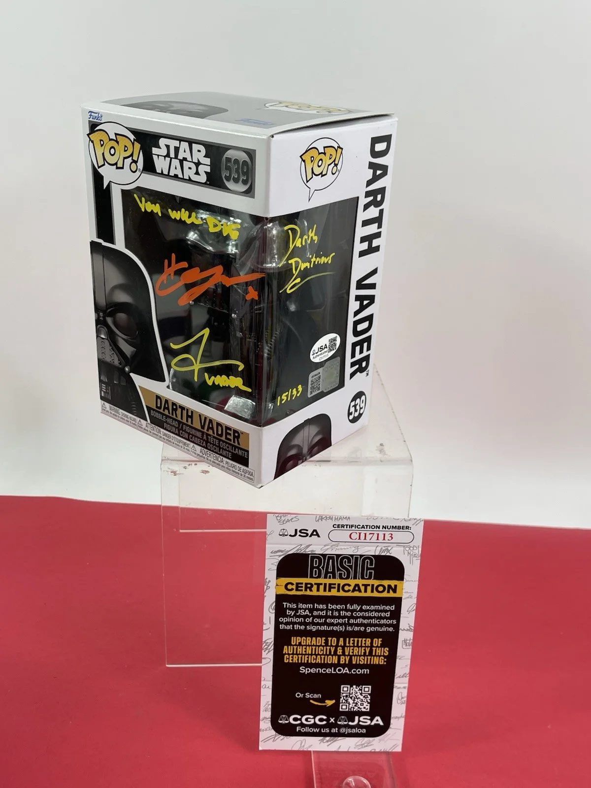 Hayden Christensen — HAYDEN CHRISTENSEN, O'Connell & Bistrevsky SIGNED DARTH VADER FUNKO POP 539 JSA, изображение 2
