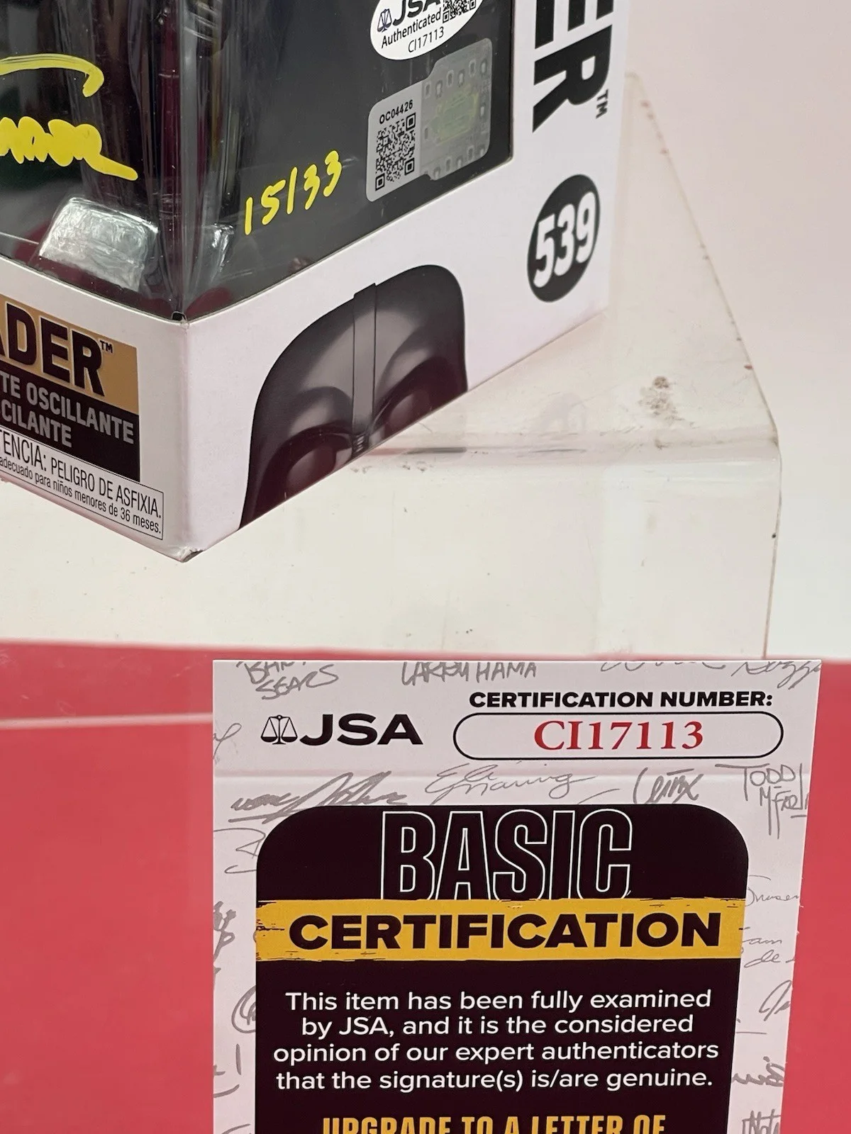 Hayden Christensen — HAYDEN CHRISTENSEN, O'Connell & Bistrevsky SIGNED DARTH VADER FUNKO POP 539 JSA, изображение 4