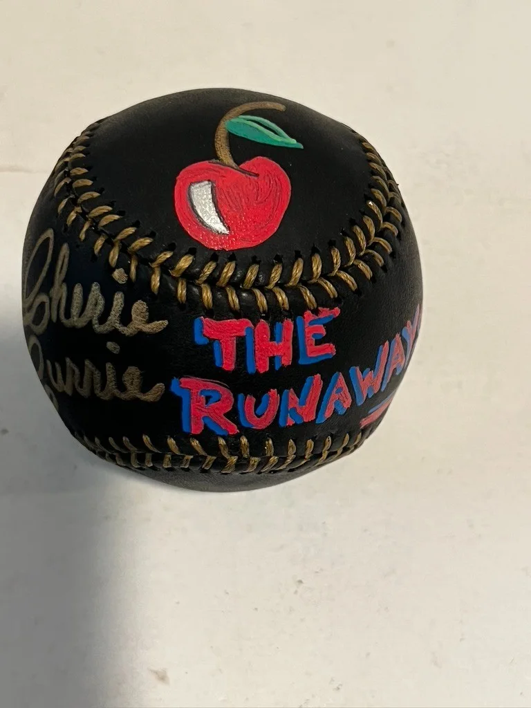 Cherie Currie — Cherie Currie of The Runaways Hand Signed & Drawn with Artwork Black Baseball