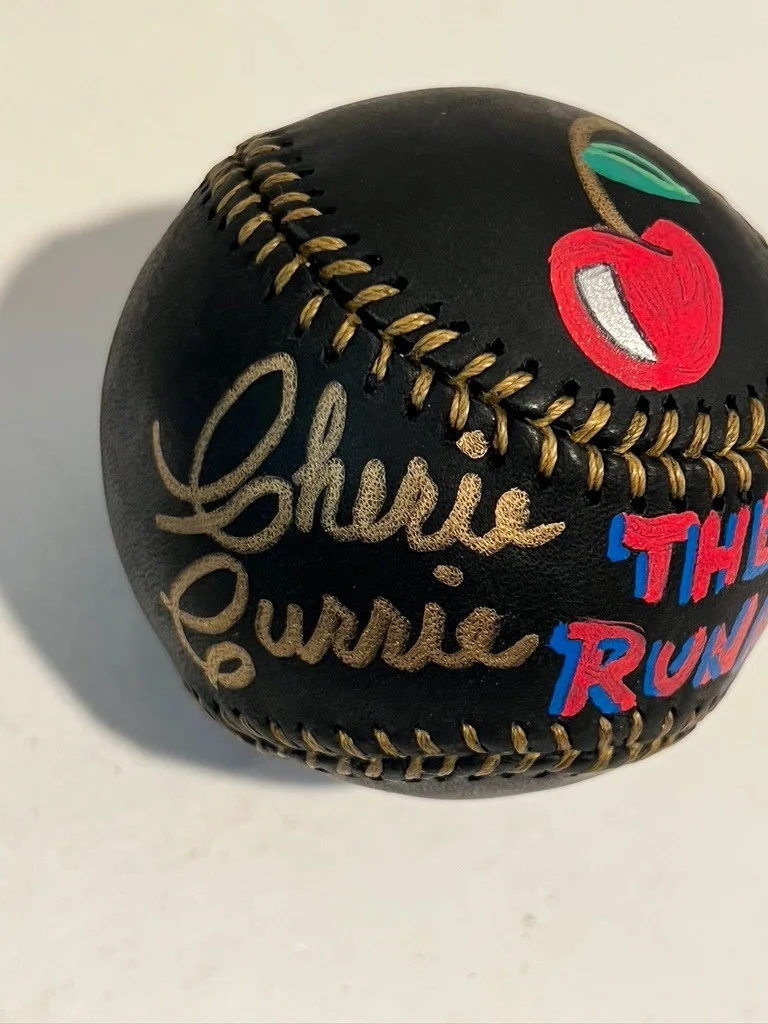 Cherie Currie — Cherie Currie of The Runaways Hand Signed & Drawn with Artwork Black Baseball, image 2