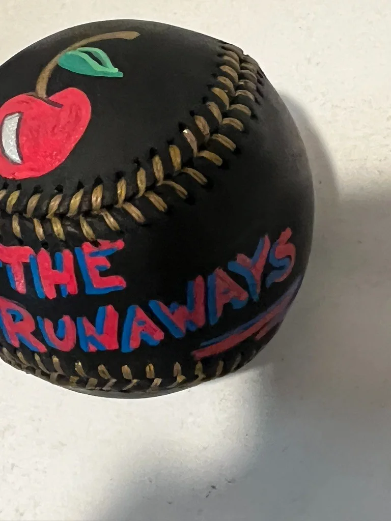 Cherie Currie — Cherie Currie of The Runaways Hand Signed & Drawn with Artwork Black Baseball, image 3