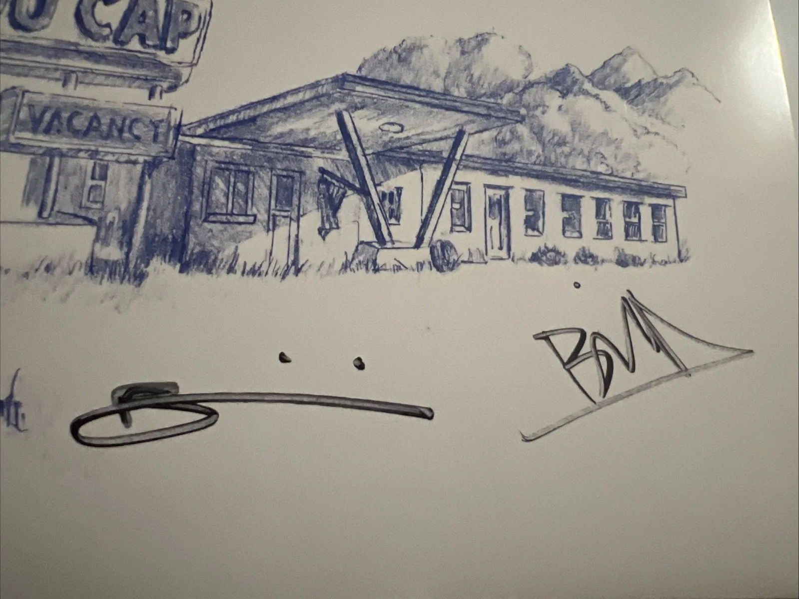 Good Charlotte Motel Du Cap Signed Galaxy Blue Vinyl Autograph, image 4