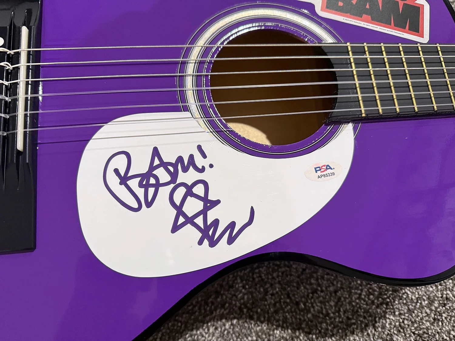 BAM MARGERA Viva La Jackass MTV Star Autograph SIGNED Acoustic Guitar PSA COA, изображение 2