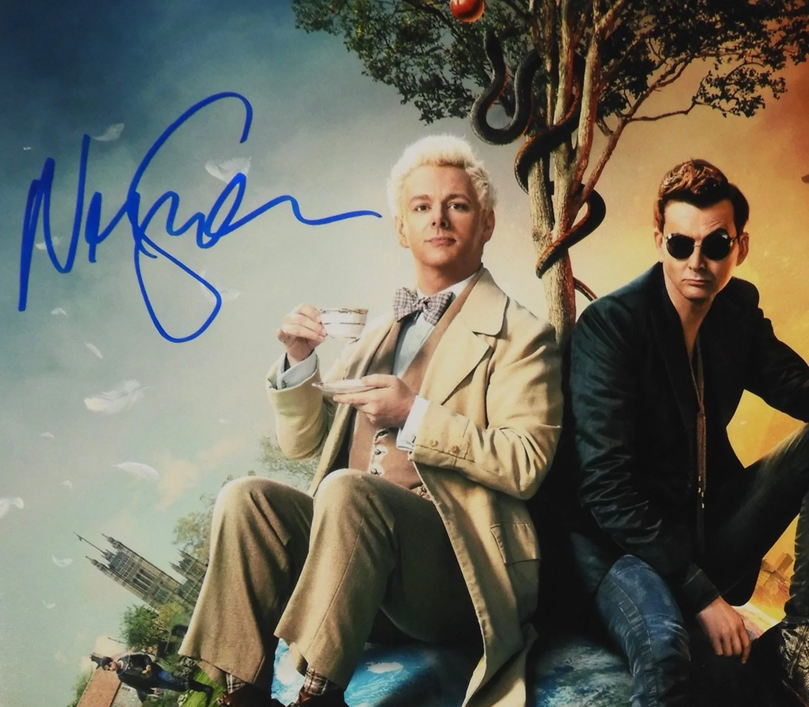 Neil Gaiman JSA signed autograph 12 x 18 Photo Good Omens, изображение 2