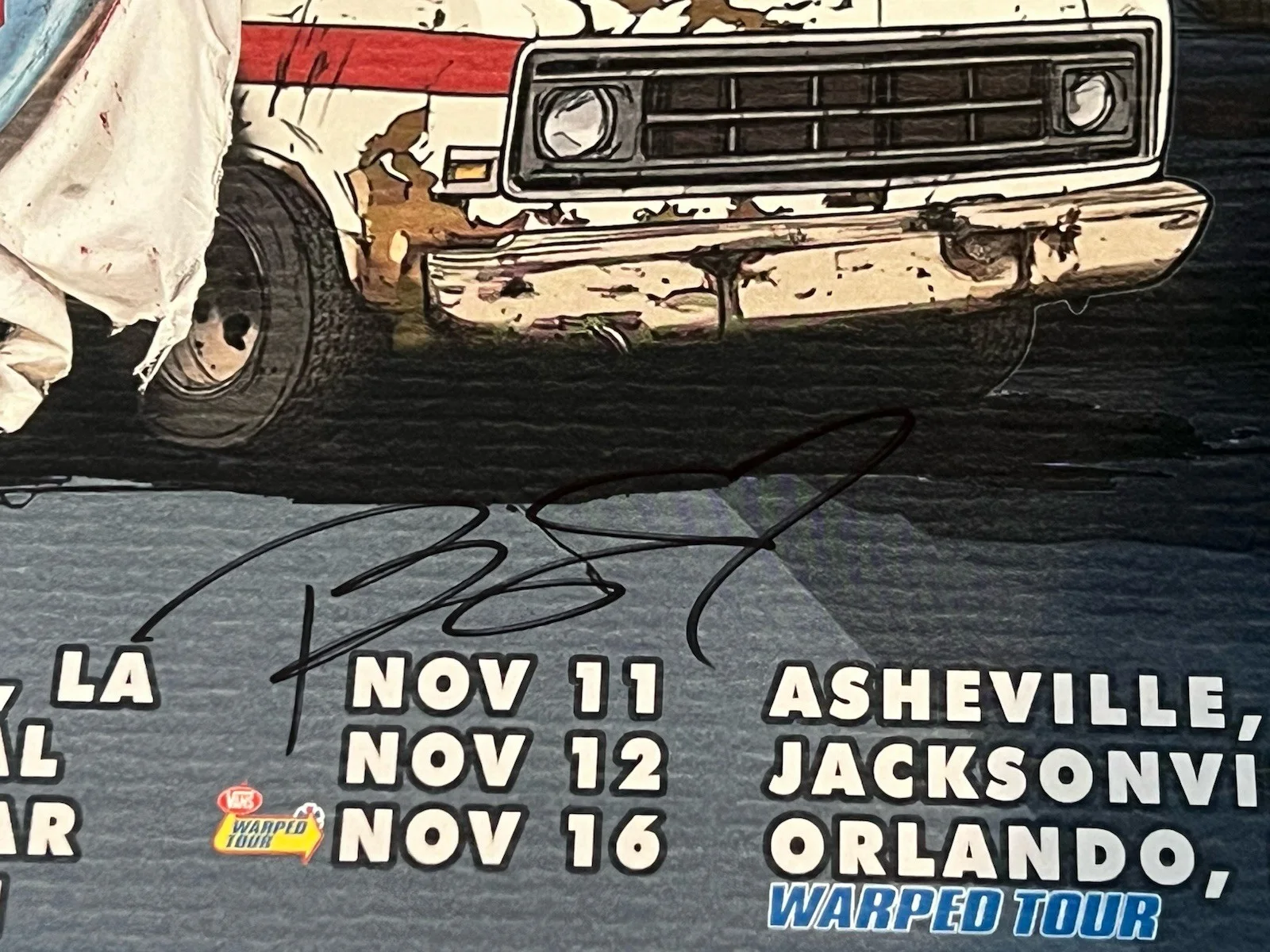 Bowling For Soup Signed 11x17 "Warped or Bust" VIP Concert Poster & Laminate, image 3