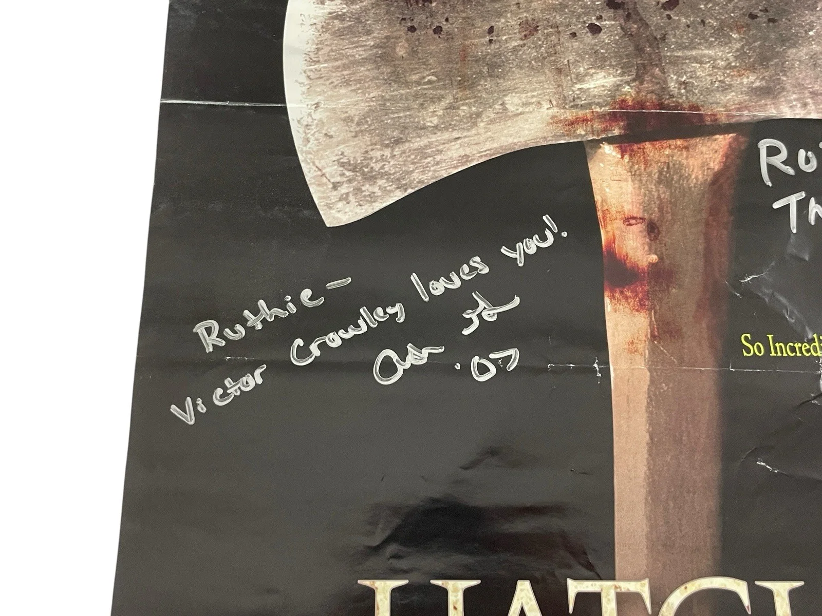 John Carl Butcher — Hatchet Rare Signed Promo Horror Movie Poster John Carl Buechler & Adam Green, изображение 3