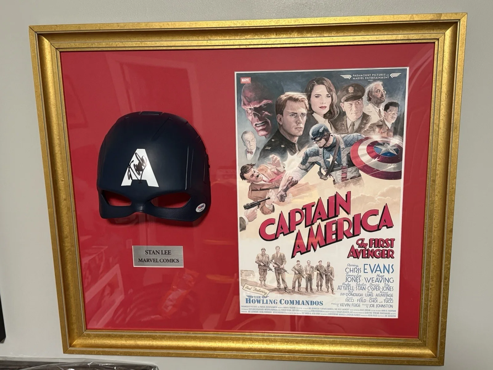 Stan Lee — Stan Lee Signed Captain America Mask Movie Poster Professionally Framed PSA COA