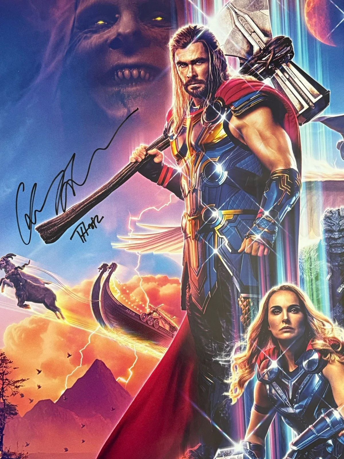 Chris Hemsworth — Chris Hemsworth Signed Original Thor Love & Thunder 27x40 Movie Poster SWAU COA, изображение 2