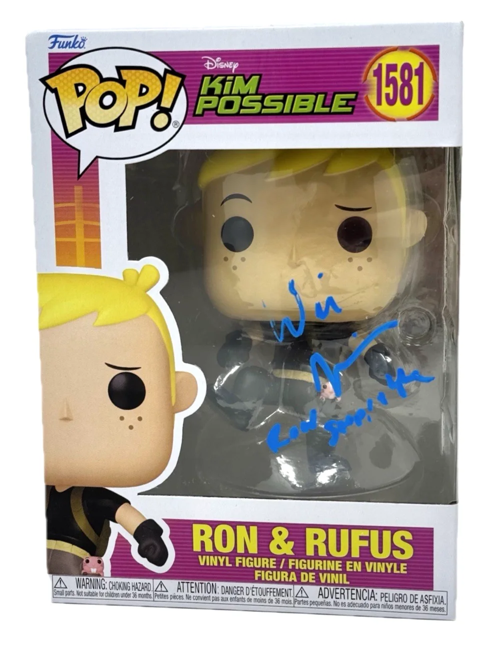 Will Friedle — Will Friedle Signed Kim Possible Ron & Rufus Funko Pop 1581 Autograph BAS COA