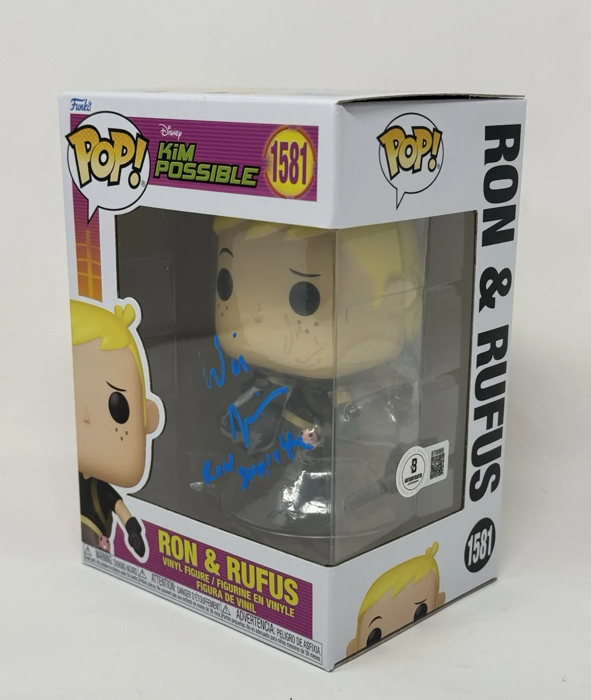 Will Friedle — Will Friedle Signed Kim Possible Ron & Rufus Funko Pop 1581 Autograph BAS COA, изображение 2