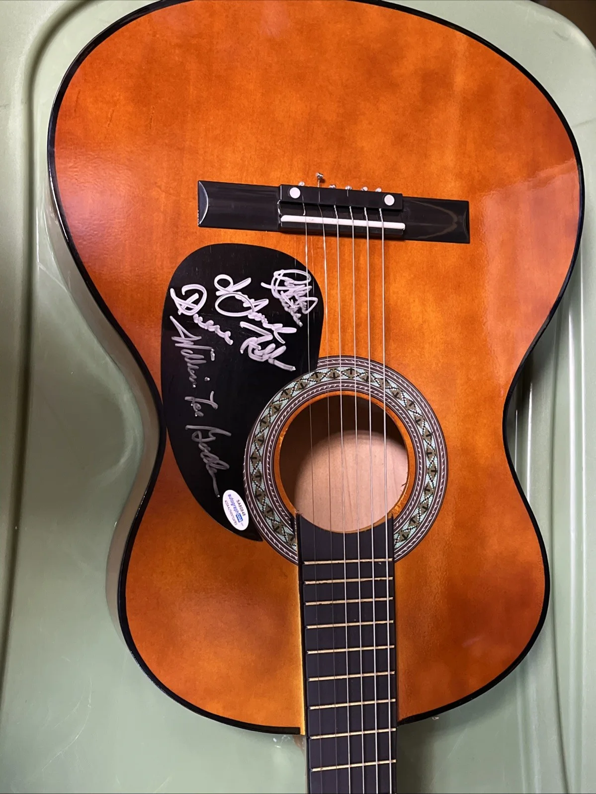 * THE OAK RIDGE BOYS signed acoustic guitar WILLIAM, JOE, RICHARD & DUANE ACOA, image 4