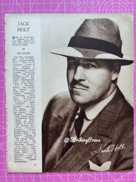 Vintage 1930s CONRAD VEIDT/JACK HOLT clipping film stars actors 8x10 N25, изображение 2