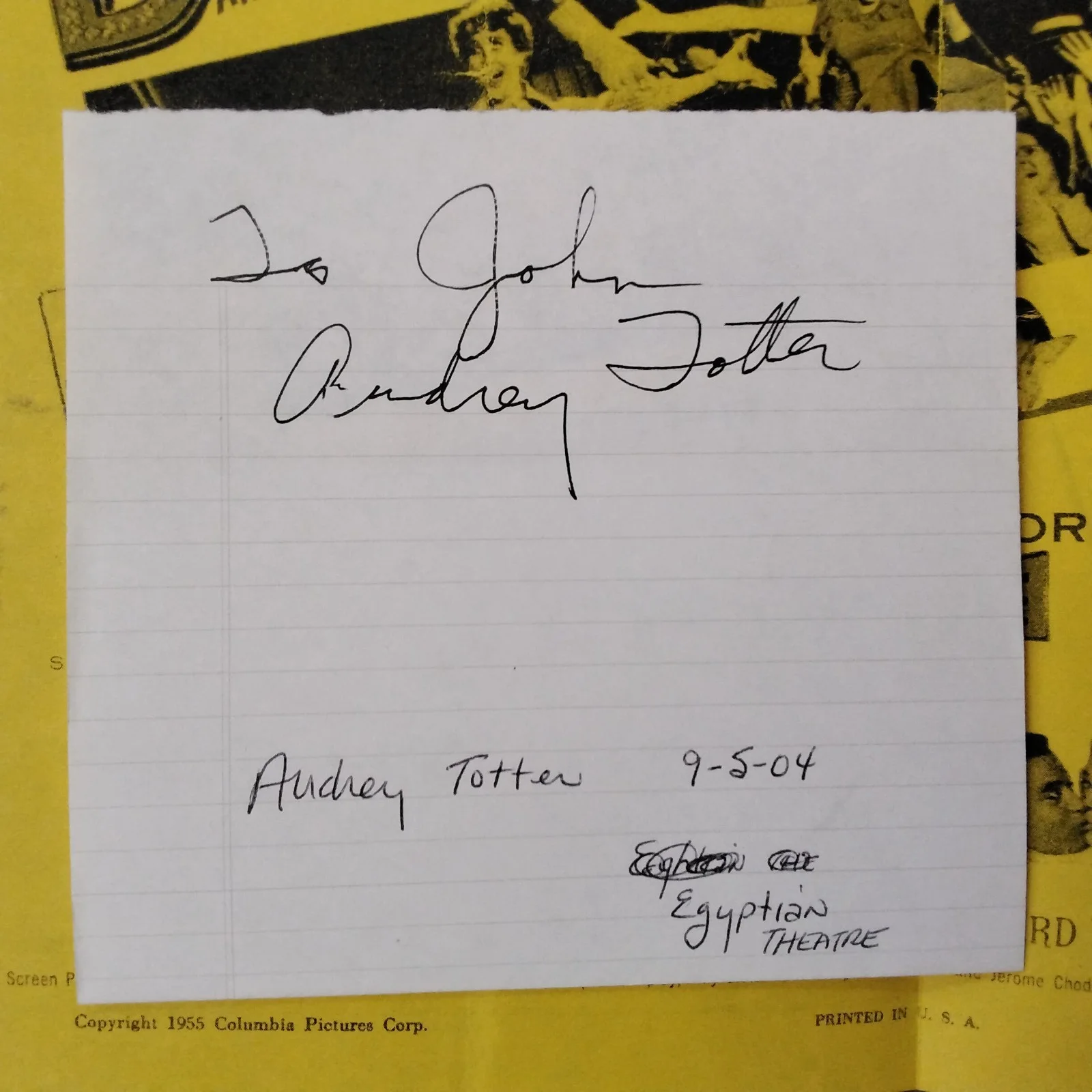 Audrey Totter SIGNED 2004 Paper 50s Movie Actress Film Noir Femme Fatal Tension, изображение 2