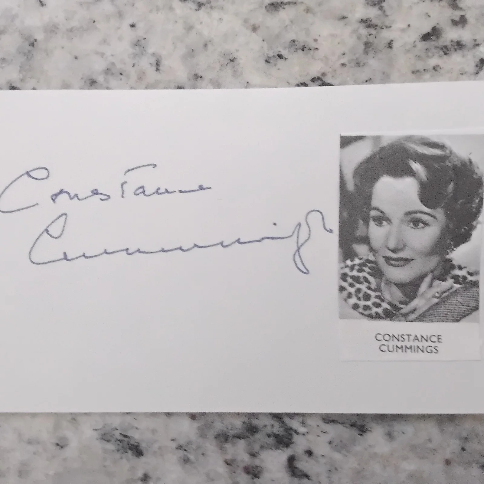 Constance Cummings SIGNED Card 30s Film Stage Actress Blithe Spirit Criminal Cod, image 2