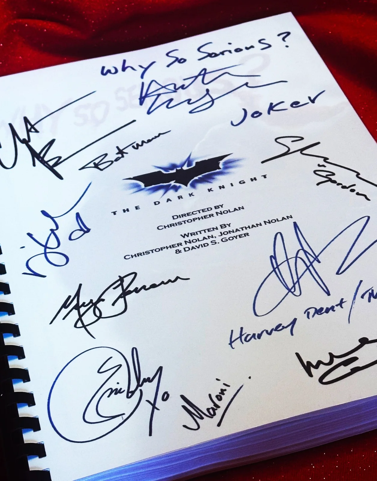 The Dark Knight, Movie Script, Cast Printed Signatures, Signed, Gift, Film, изображение 2