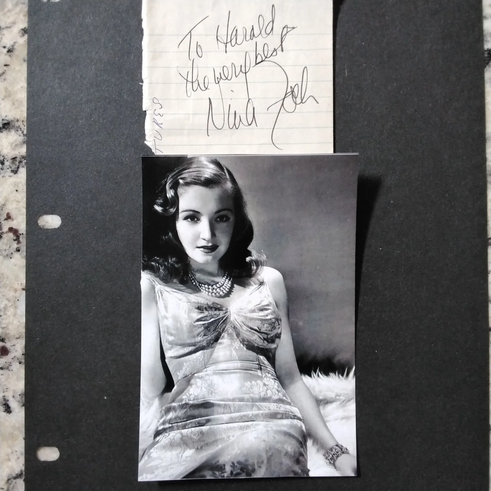 Nina Foch SIGNED Paper 50s Film Actress American in Paris Return of the Vampire, изображение 2