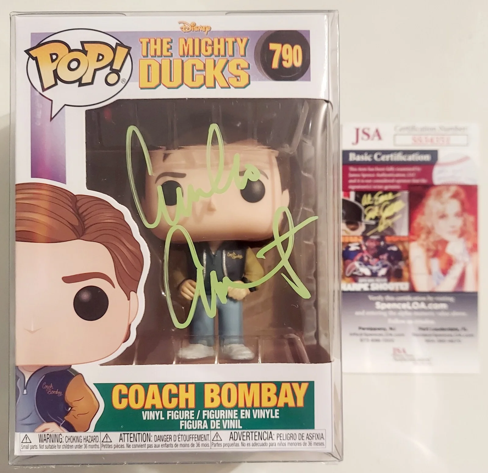 Emilio Estevez — EMILIO ESTEVEZ SIGNED AUTOGRAPHED FUNKO POP 790 MIGHTY DUCKS COACH BOMBAY COA