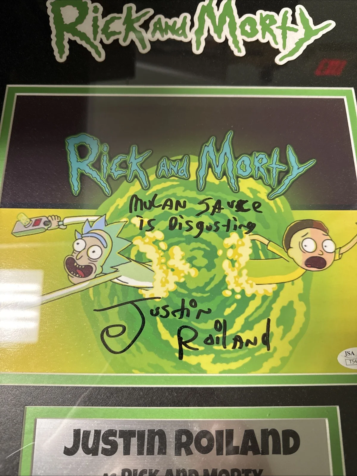 Justin Roiland Signed Rick And Morty Framed Photo Mulan Sauce Inscription JSA, изображение 2