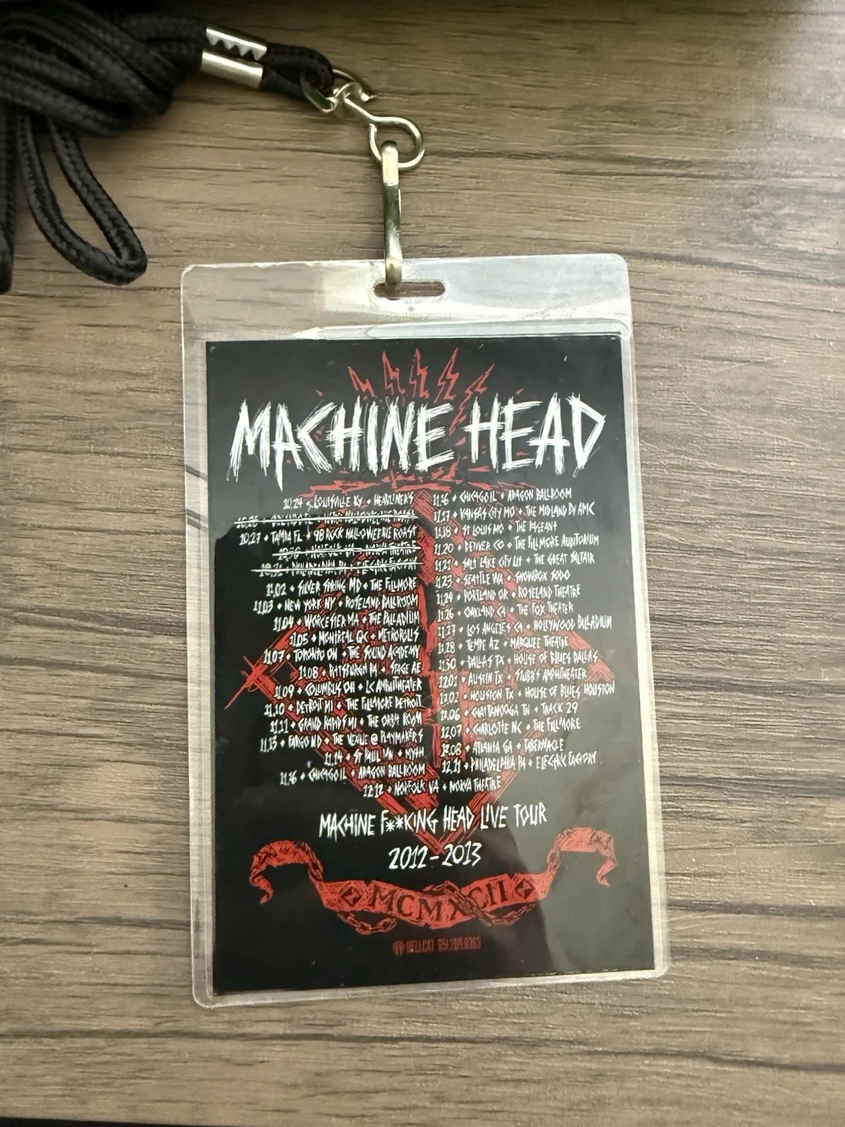 Rob Flynn, Jared MacEachern, Phil Demmel, Dave McClain — Machine Head Band Signed VIP Badge F*ing Head Tour Rob Flynn Signed, image 2