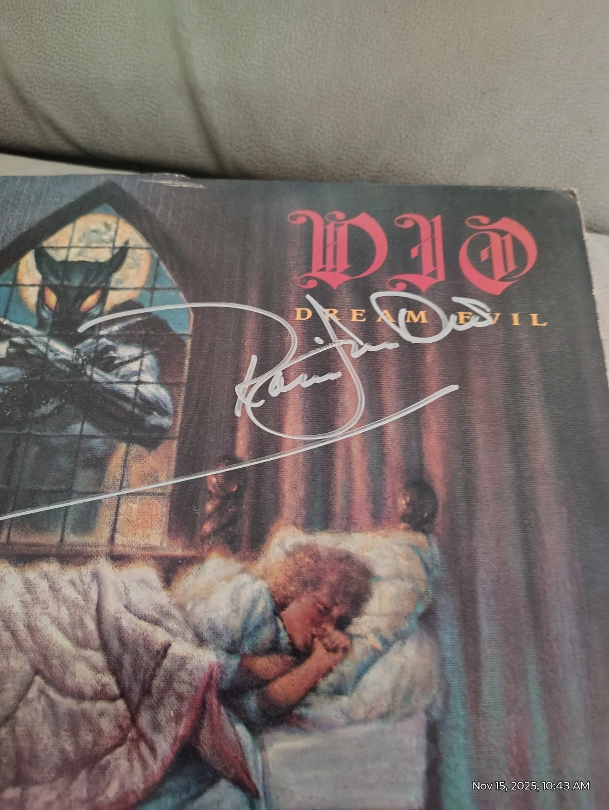 Ronnie James Dio Signed Dream EVIL LP COVER. RARE FIND SABBATH BLACK, image 5