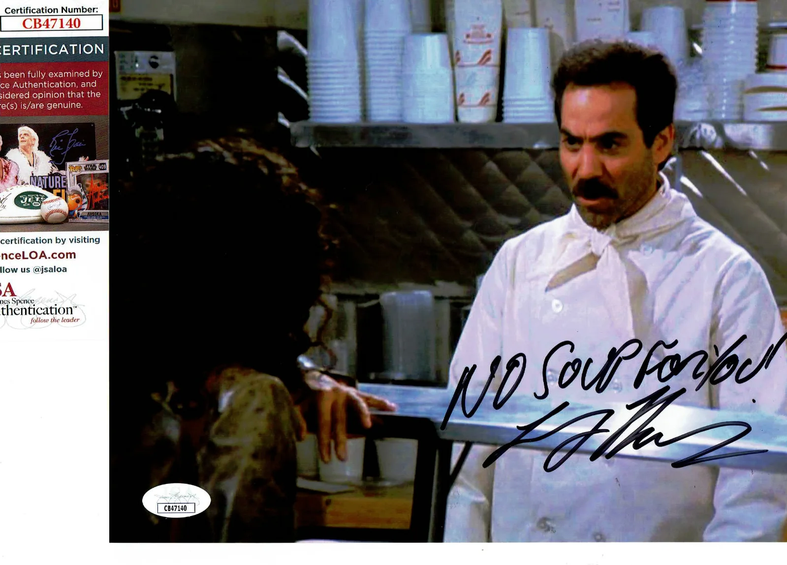 Soup Nazi — Seinfeld Soup Nazi autographed 8x10 photo Yelling at Elaine JSA Certified