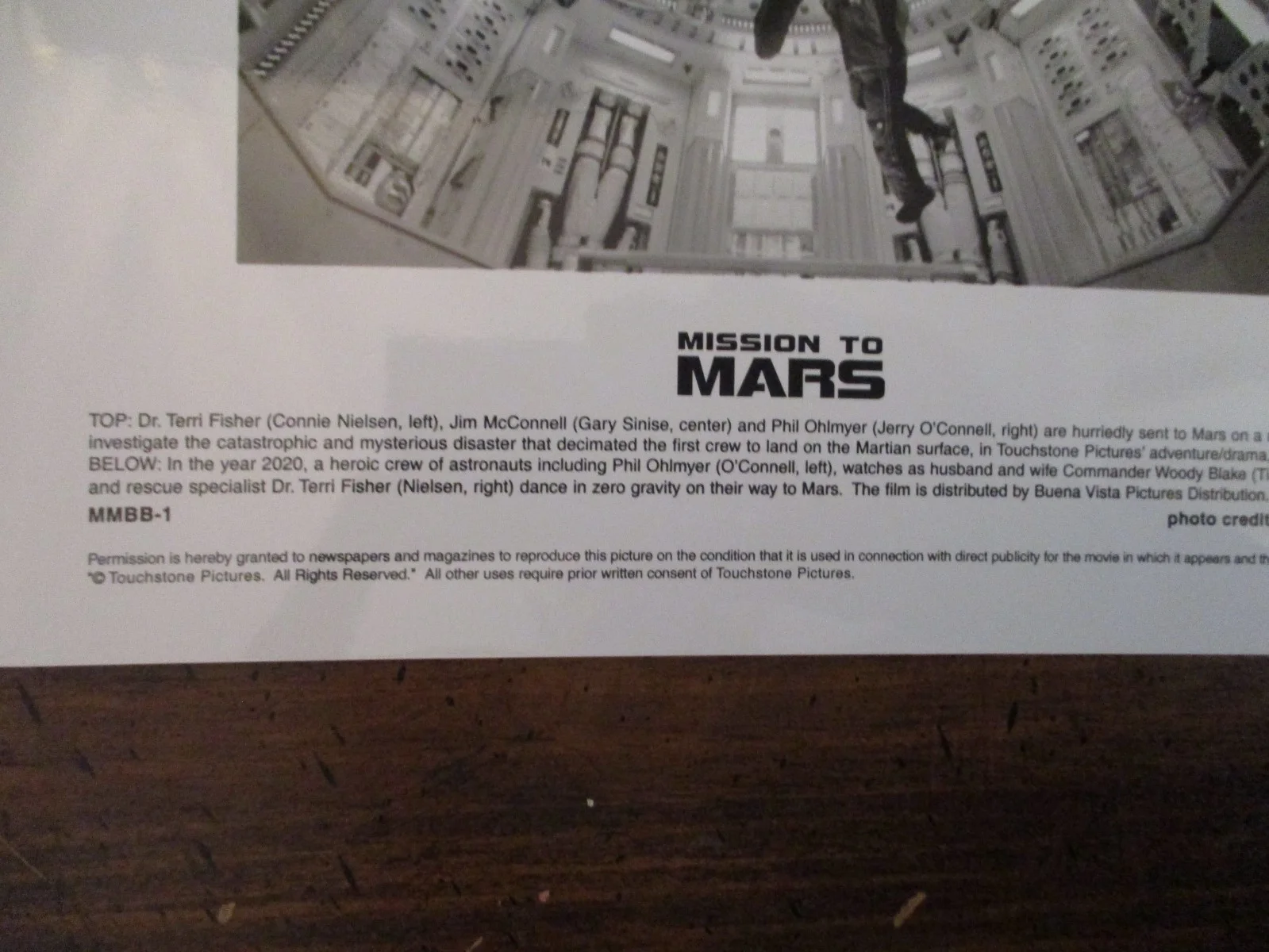 Connie Nielsen/Jerry O'Connell/Tim Robbins(MISSION TO MARS)2000 8 x 10 B&W Photo, изображение 2