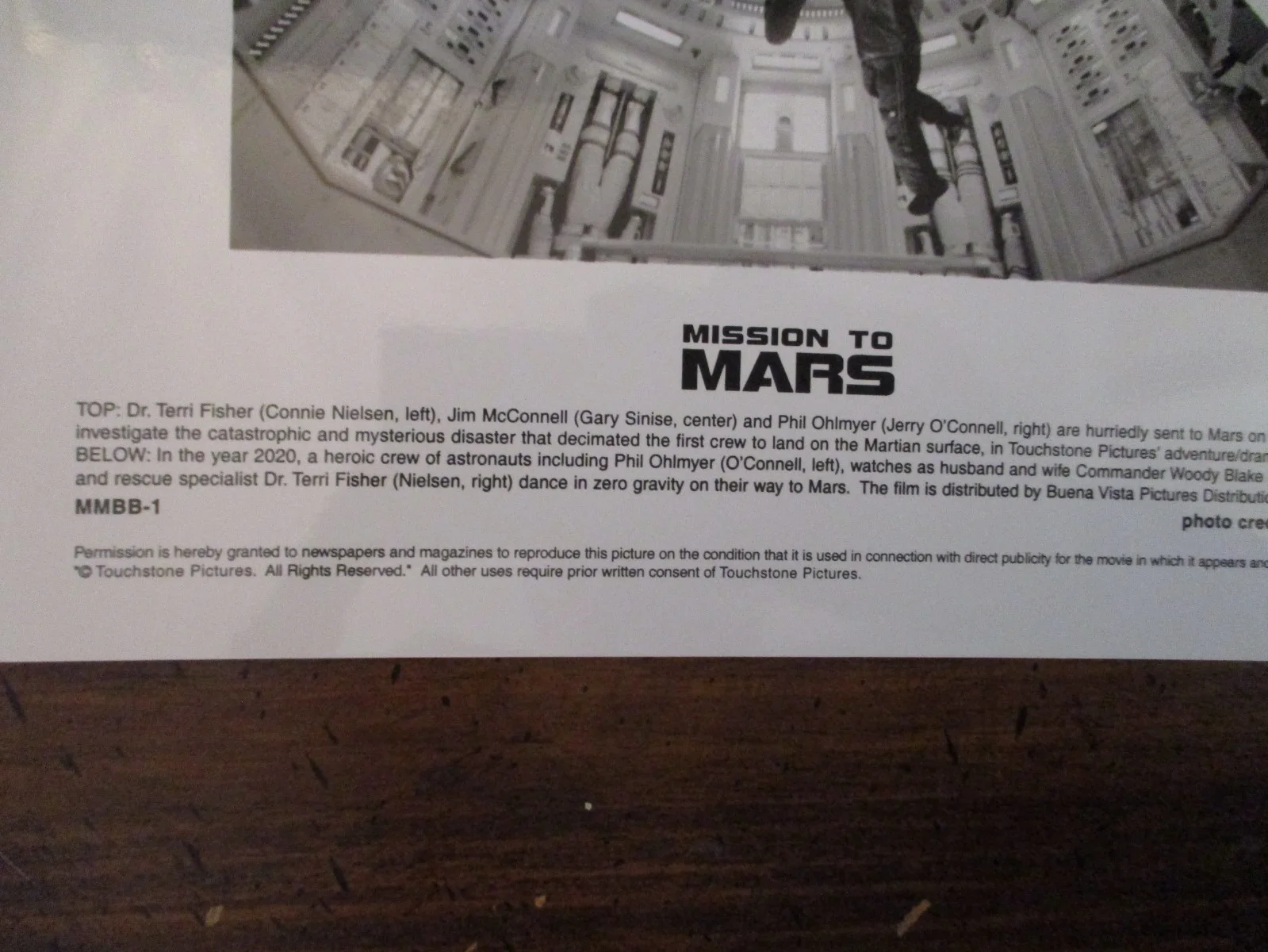 Connie Nielsen/Jerry O'Connell/Tim Robbins(MISSION TO MARS)2000 8 x 10 B&W Photo, изображение 3