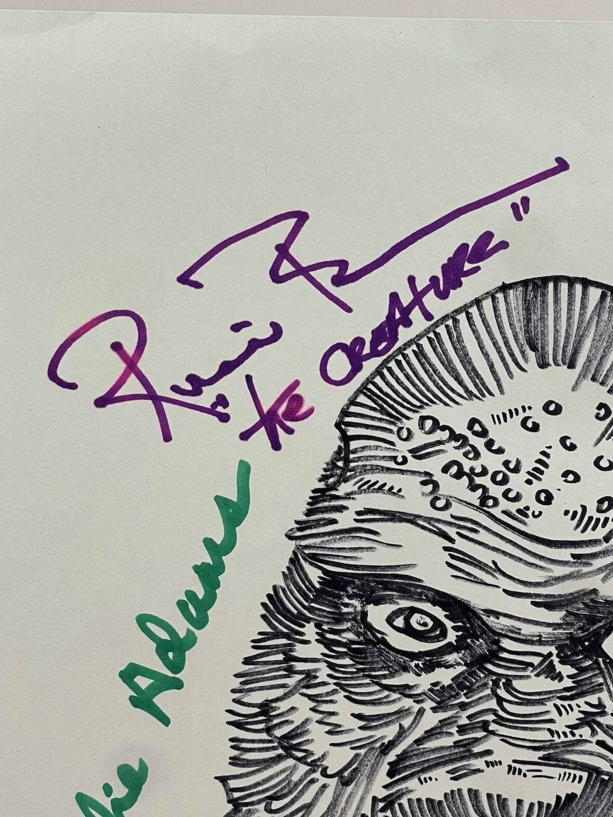 Julia Adams Ben Chapman Ricou Chapman PSA Certified Signed Creature Sketch 8x10, изображение 3