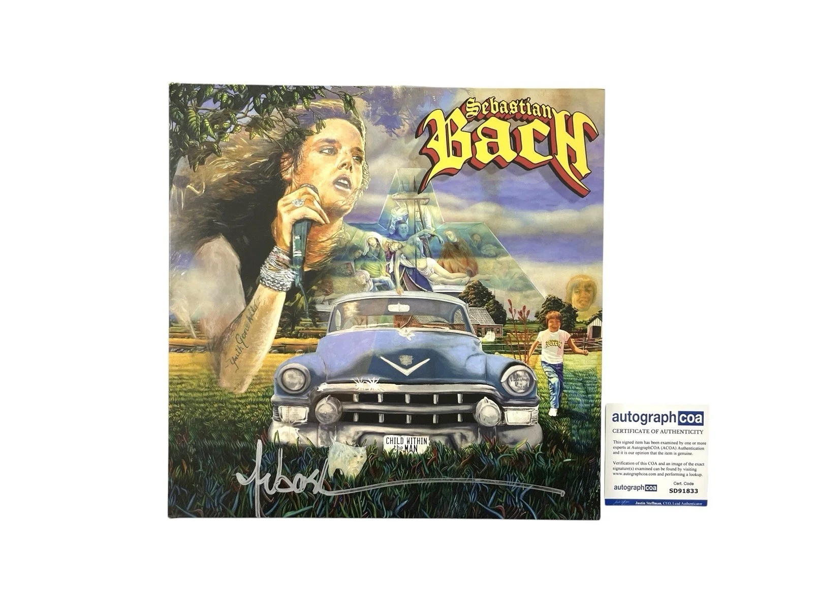 Sebastian Bach Signed Child Within The Man Indie Exclusive Blue Vinyl Skid Row, image 2