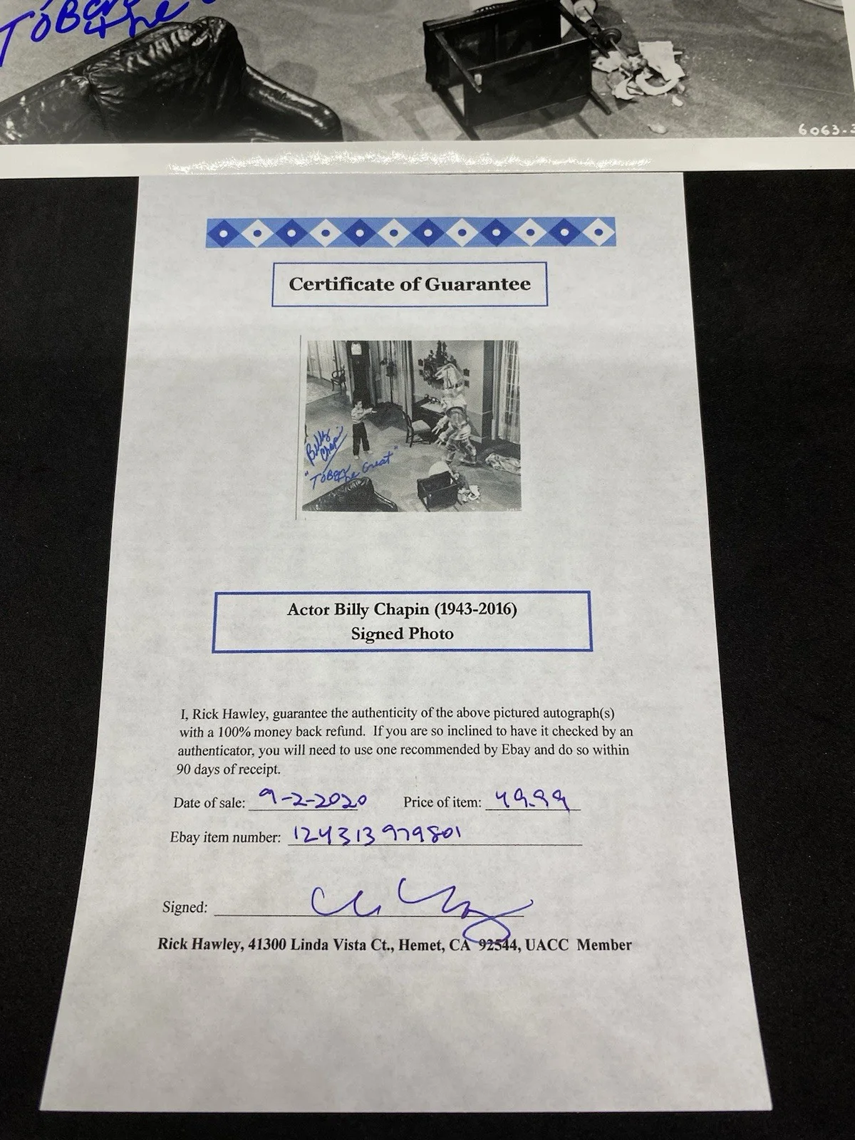 Billy Chapin Signed Autograph Photo with Certificate Of Authenticity 8x10, изображение 3