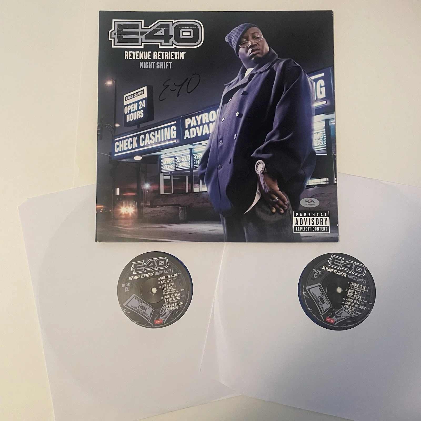E-40 Signed Revenue Retrievin’ Night Shift LP Vinyl PSA/DNA Autographed Album, image 4