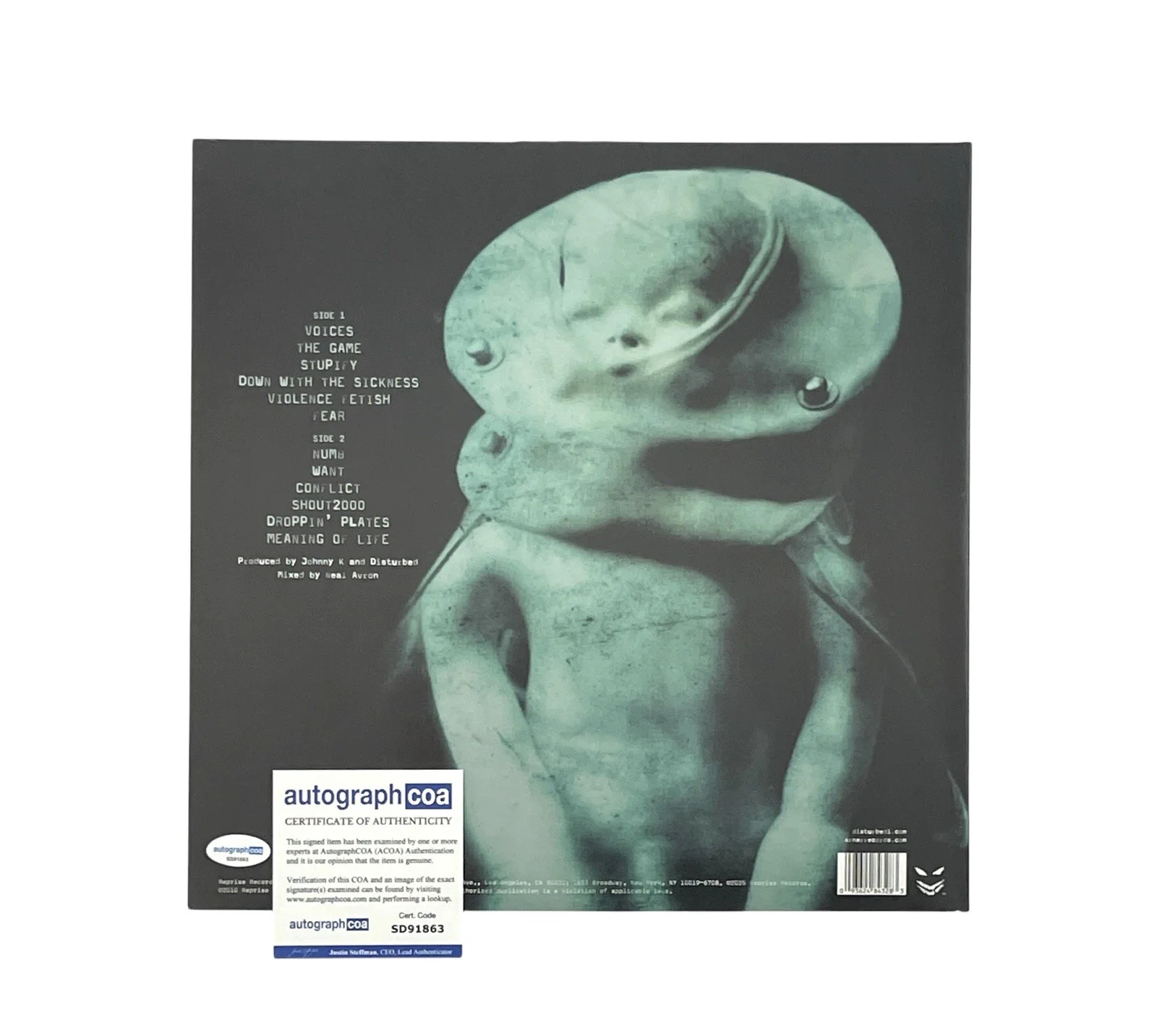 Disturbed Signed Down With The Sickness Limited Edition Reissue Green Vinyl ACOA, image 3
