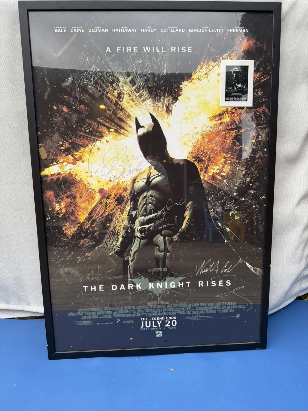 Christopher Nolan — The Dark Knight Rises Cast Signed Poster 40x28 Bale, Hardy, Nolan –COA, Lux west
