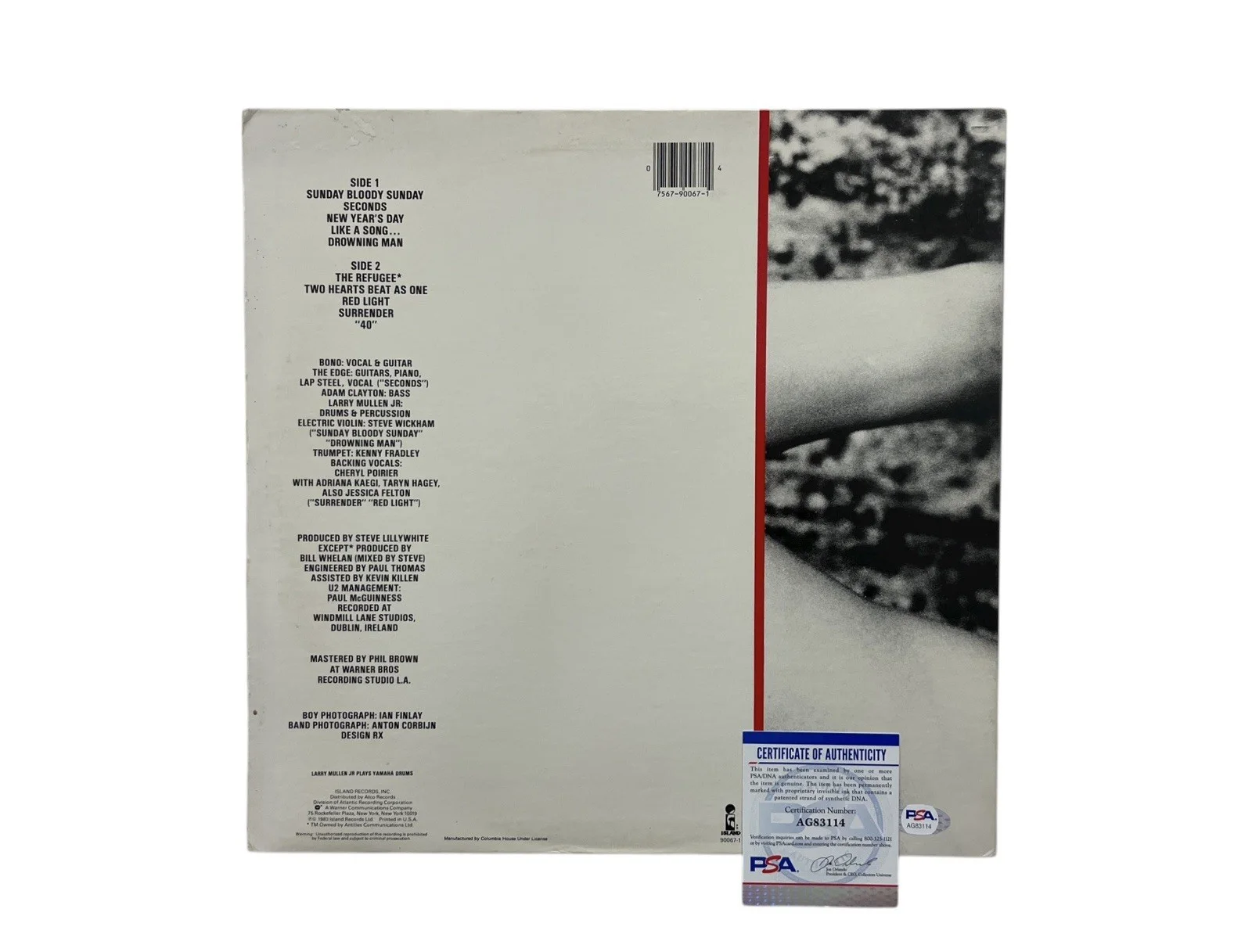 U2 Bono Authentic Signed Autographed War Vinyl LP Record PSA DNA Certified Rare, image 4