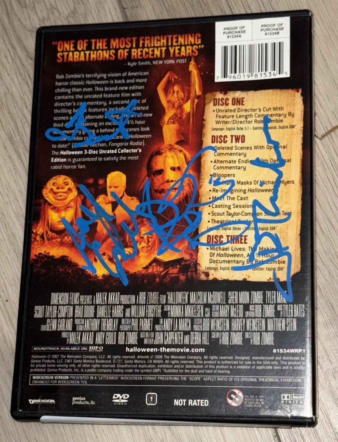 Rare 2007 Halloween Cast Signed DVD Autograph Rob Zombie Film Horror Scary Movie, изображение 2